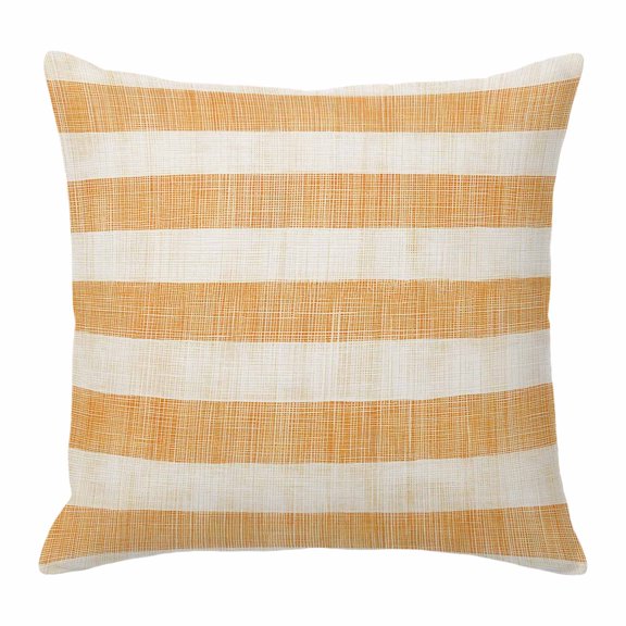 Throw Pillow Covers, Burnt Orange Striped 24x24 Pillow Covers for Couch/Sofa/Bed, Farmhouse Vintage Stripes Decorative Square Linen Cushion Pillowcase for Home Decor