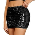 thumbnail image 2 of Sequin Mini Skirt for Women Sparkly Skirt Stretchy Bodycon Glitter Skirts Christmas Night Out Party,Black - XL, 2 of 6