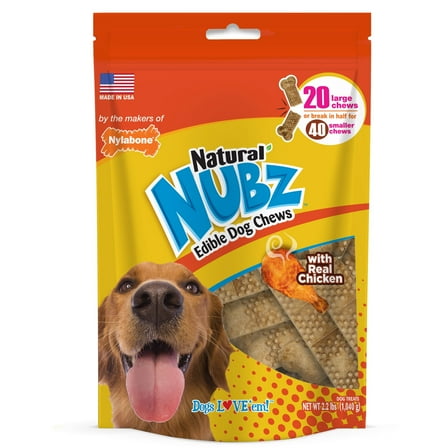Nylabone Natural Nubz Chicken Dog Treats Large - 30  lbs. (20 Count)