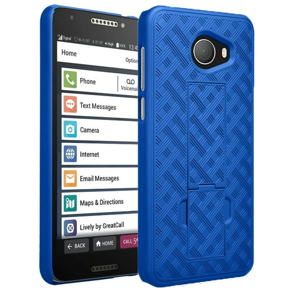 Case for Jitterbug Smart2, Nakedcellphone Slim Ribbed Rubberized Hard Shell Cover [with Kickstand] for GreatCall Jitterbug Smart2 Phone (5049SJBS2, Smart-2)