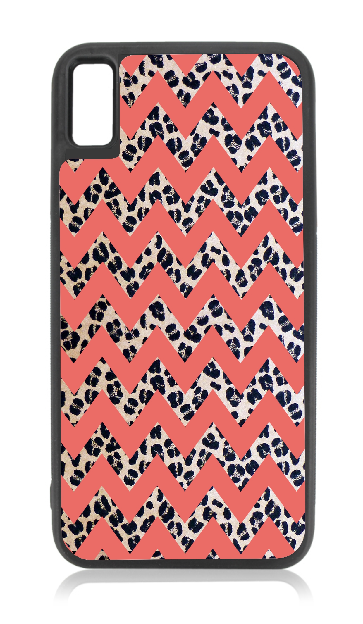 Coral Chevrons Black Rubber Case for iPhone XR iPhone XR Phone Case
