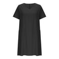 thumbnail image 6 of Spring Dresses For Women 2025 A-Line V-Neck Short Sleeve Solid Color Mini Straight Dresses with Pockets Black XL, 6 of 6