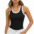 thumbnail image 2 of Womens Sleeveless Scoop Neck Tank Top Ribbed Fitted Summer Basic Slim Cute Tops Black M, 2 of 7