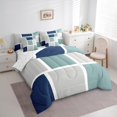 thumbnail image 3 of Feelyou Fashion Square Abstract Bedding Comforter Set 7 Pieces for Men, Green Grey Art Patchwork Full Bedding Set, Buffalo Plaid Reversible Fitted Sheet Flat Sheet, Super Cozy Room Decor, 3 of 7