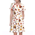 thumbnail image 1 of Balery Autumn Maple Leaf with Hedgehog Vestidos sueltos de manga corta para mujer, vestidos de verano 2025, vestidos casuales de corte A con vuelo., 1 of 6