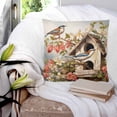 thumbnail image 3 of Pillow Covers 20x20 Set of 2, Spring Birdhouse Throw Pillow Covers Decorative Couch Cushion Cover, Red Floral Botanical Birds Vintage Microfiber Soft Square Pillowcases for Bedroom Living Room Sofa, 3 of 7