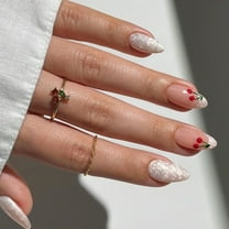 KUFptva Press on Nails Almond Shaped Fake Nails Glossy Stick on Nails Natural Full Covers False Nails Acrylic Glues on Nails