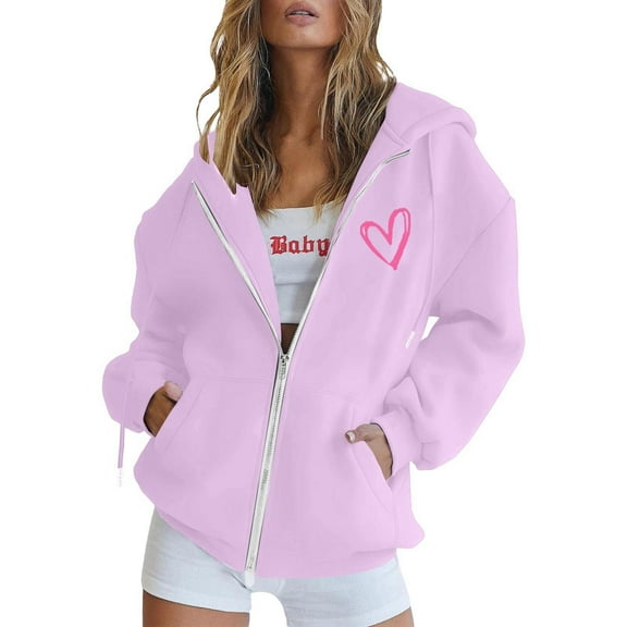 UJNDER Women's Casual Zip Up Hoodies for Women Long Sleeve Pocket Drawstring for Winter Layering Purple XL