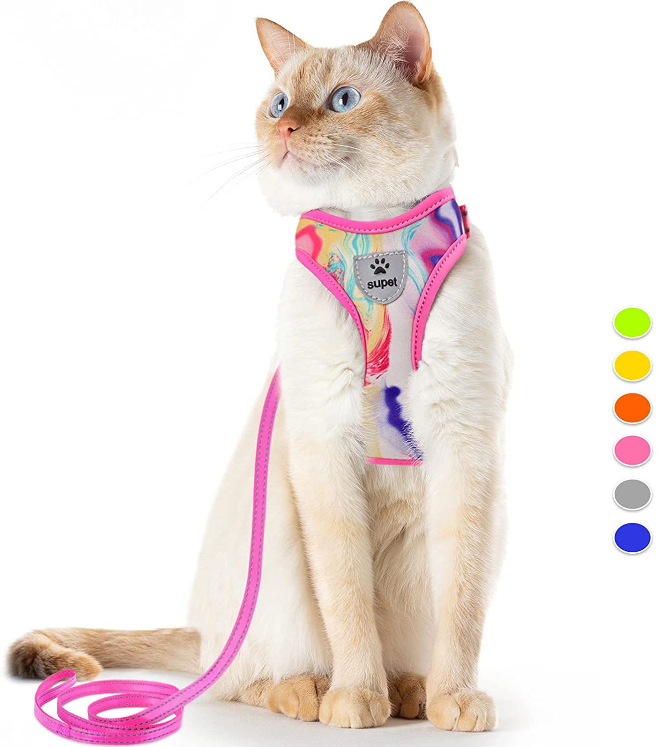 Cat Harness and Leash Set Escape Proof Kitten Harness Adjustable Cat Vest Harness with Reflective Trim Universal Cat Leash and Harness for Cats/Puppies Outdoor Walking 