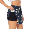 2 in 1 Workout Shorts Women Pistil Daisies Flowers Athletic Yoga Gym
