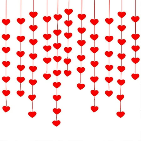 

TONKBEEY Red Heart Garland Non Woven Pendant Hanging Ornament Hang Curtain for DIY Handmade Valentine s Day Wedding Decor