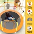 thumbnail image 2 of Aukfa 55" Trampoline for Kids, Indoor & Outdoor Toddler Rebounder with Safety Enclosure Net and Basketball Hoop for Boys & Girls, Yello, 2 of 8