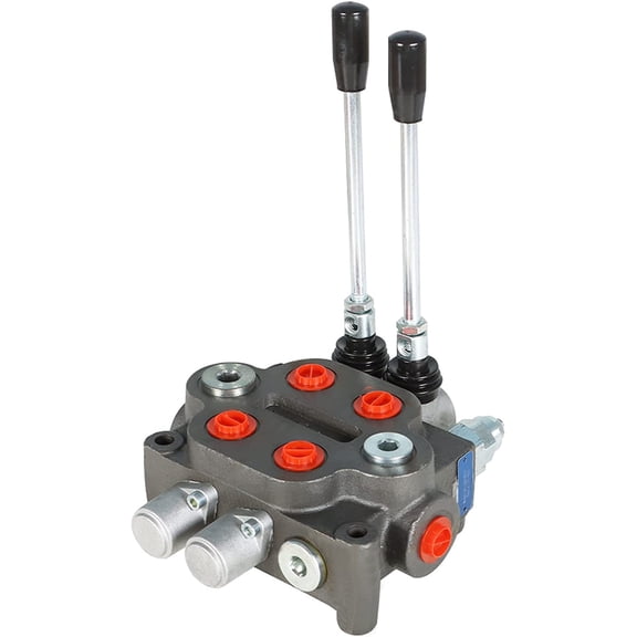 Hydraulic Directional Double Acting Control Monoblock Valve, 2 Spool 25GPM BSPP Ports Hydraulic Directional Control Valve 3000 PSI Fit for Small Tractors Loaders Etc