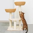 thumbnail image 2 of Modern Cute Cat Tree Tower for Large Cat with Handwoven Paper Rope Basket Beds Cat Window Perch Rattan Wicker Cat Tree ( Basket), 2 of 7