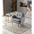 thumbnail image 2 of Accent Arm Chair Velvet Single Sofa Chair with Rose Golden Metal Legs Modern Upholstered Armchair for Living Room Bedroom Reading Room Home Office Furniture, Grey, 2 of 7