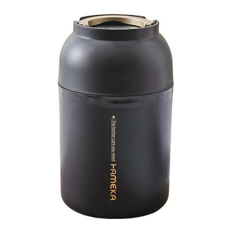 

Thermos Cup Water Bottle with Small Bowl Cover Anti-slip Bottom for Eating Breakfast Dinner Black
