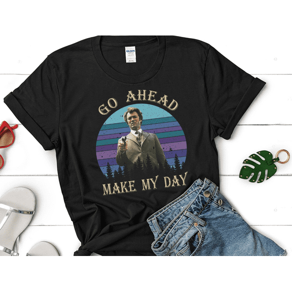 Harry Callahan "Go Ahead, Make My Day" Vintage Tee, Dirty Harry Shirt, Movie Quote Fan Gift Shirt