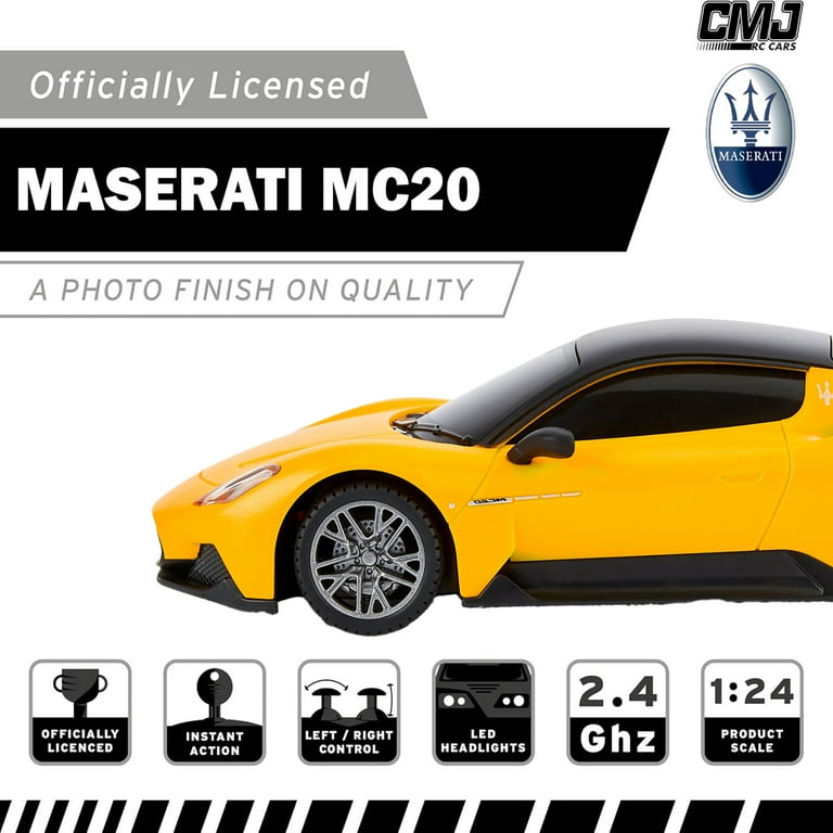 CMJ RC Cars: Maserati MC20 - Yellow - 1:24 Scale, Remote Control