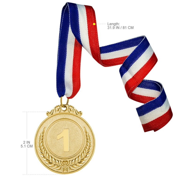 3PCS Metal Award Medals with Neck Ribbon Gold Silver Bronze Style for  Sports Academics or Any Competition Diameter 5.1CM Small Wheat Pattern 123  