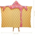 thumbnail image 2 of Ice Cream And Waffle Pattern Hooded Blanket Soft Arctic Velvet Blanket Hoodie Wearable Blankets All Season Blankets for Bed, 2 of 6