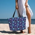 thumbnail image 6 of Daiia Blue Flower Skull Beach Travel Bag - Water-Resistant Beach Bag, Lightweight Tote with 7 Pockets for Women and Men - Gym,Pool,Camping,Reusable Grocery Bag, 6 of 7