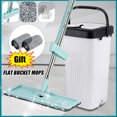 thumbnail image 1 of Floor Mop Bucket Set 360° Flat Microfiber Mop Heads Dry Cleaning Beige Color, 1 of 7