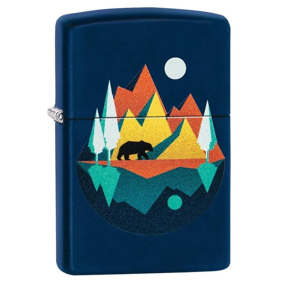 Zippo Geometric Bear and Mountains Design Pocket Lighter