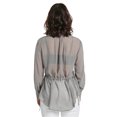 thumbnail image 2 of Miss Halladay Women Grey Chiffon Woven Button Up Blouses Pintucks Barrel Sleeve, 2 of 3
