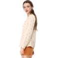 thumbnail image 4 of Camisa con Cuello en V y Solapa con Botones y Lunares en Forma de Corazón para Mujer Allegra K Beige XL, 4 of 6