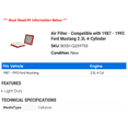 thumbnail image 2 of Air Filter - Compatible with 1987 - 1993 Ford Mustang 2.3L 4-Cylinder 1988 1989 1990 1991 1992, 2 of 2