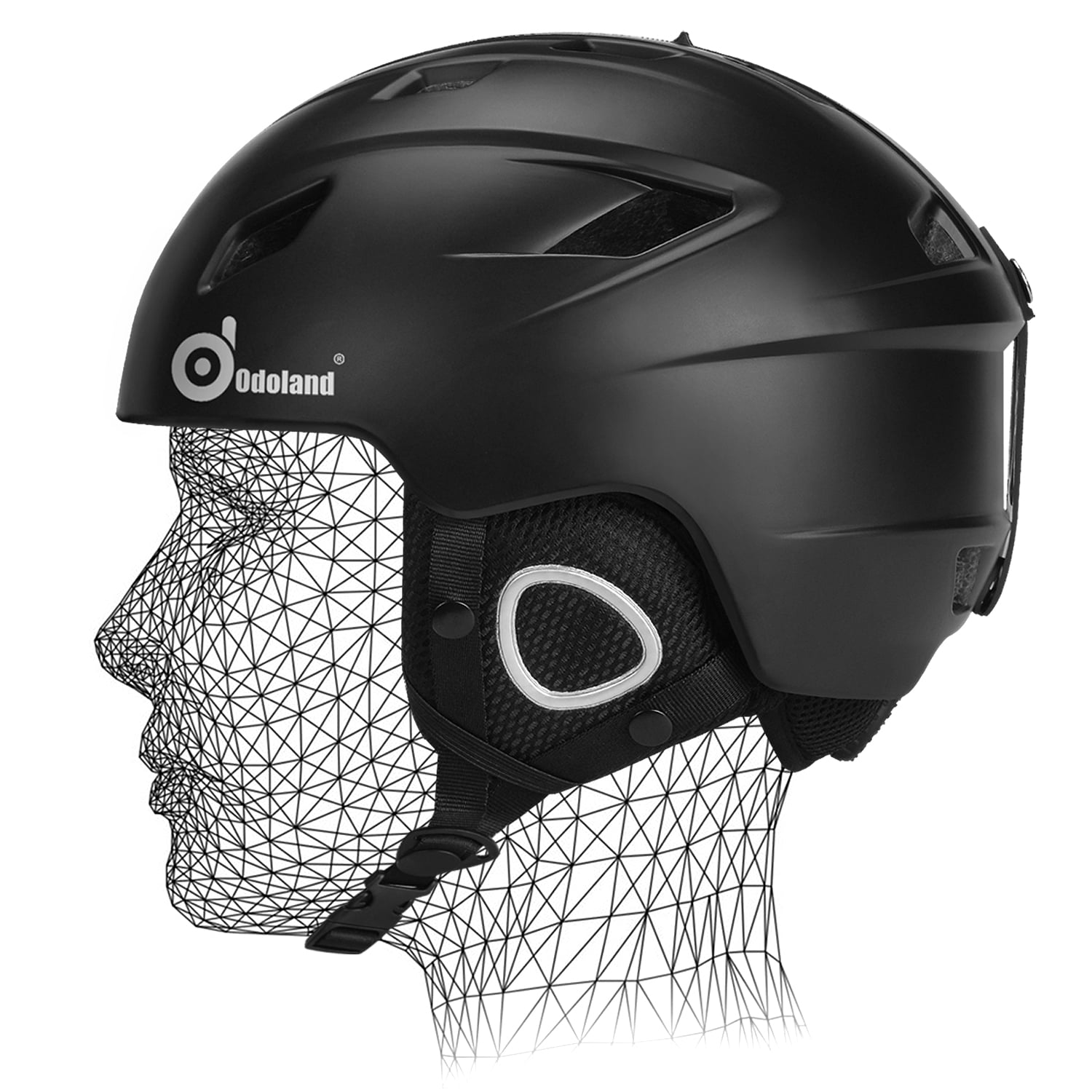 Odoland Unisex Ski Helmet for Adult Men Women Shockproof Ski Goggles Compatible Black by