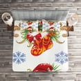 thumbnail image 2 of Ambesonne Christmas Quilted Coverlet 3 Pcs, Stocking Santa Hat, Queen Size, Multicolor, 2 of 2