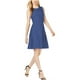thumbnail image 1 of Anne Klein Vestido de suéter con textura y ajuste acampanado para mujer, azul, pequeño Anne Klein Entallado y acampanado, suéter, 1 of 2