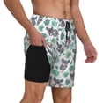 thumbnail image 3 of Picia Bears and Tropical Leaves pattern Mens Swim Trunks with Compression Liner Stretch Beach Shorts Quick Dry with Zipper Pockets No-Chafing Board Shorts-Large, 3 of 9