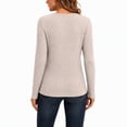 thumbnail image 3 of Women's Long Sleeve Ribbed Knit Tops Crew Neck Lace Crochet Casual Tunic Shirts for Fall Daily Work Wear, 3 of 7