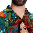 thumbnail image 5 of Mermaid Men's Short Sleeve Poplin Shirt, Casual Button Down Shirts, Printed Summer Beach Shirt, Unisex Casual Button Down Top, 5 of 6
