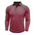 thumbnail image 4 of MIXUE Polo Shirts For Men Summer Solid Color Lapel Button Down Long Sleeve Casual Comfortable Breathable Outwear,Red,S, 4 of 7