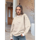 thumbnail image 5 of Sudadera de Cuello Redondo A Rayas de Gran Tamaño para Mujer, Jersey de Larga con Bloques de Color, Camiseta Informal Holgada para Hacer Ejercicio, Color Caqui L, 5 of 6
