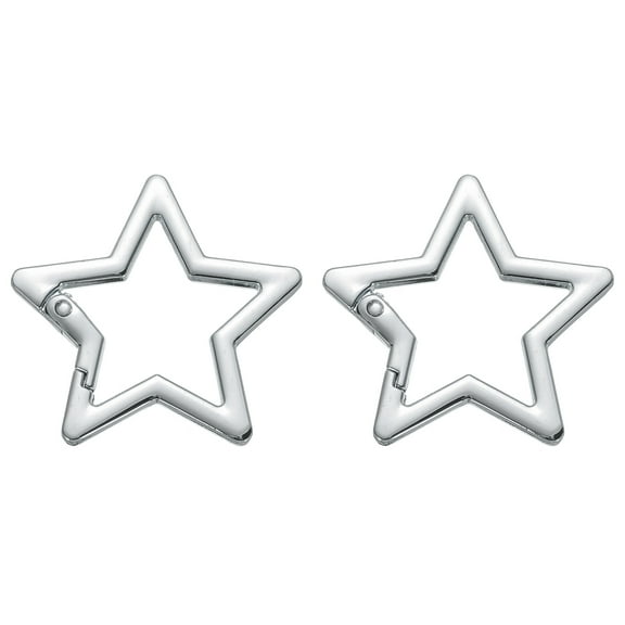 Uxcell 42mm Star Shaped Spring Snap Keychain Clip Metal Trigger Keychain Silver 2 Pack