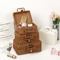 thumbnail image 4 of Caja de almacenamiento de regalo hecha a mano similar al ratán, caja de accesorios, caja organizadora, cesta de picnic, maleta, caja tejida vintage, 4 of 6