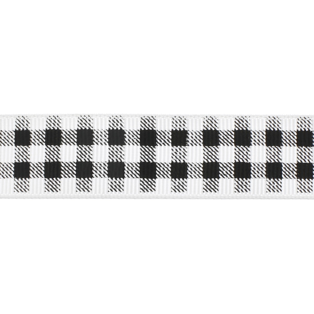 7/8" Black/White Buffalo Plaid Grosgrain Ribbon 100 Yard