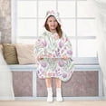 thumbnail image 7 of Dailycode Wearable Blanket Hoodie Oversized Sherpa Flannel Blankets with Pocket for 3-14 Year Old Watercolor Tulips and Berries, 7 of 7
