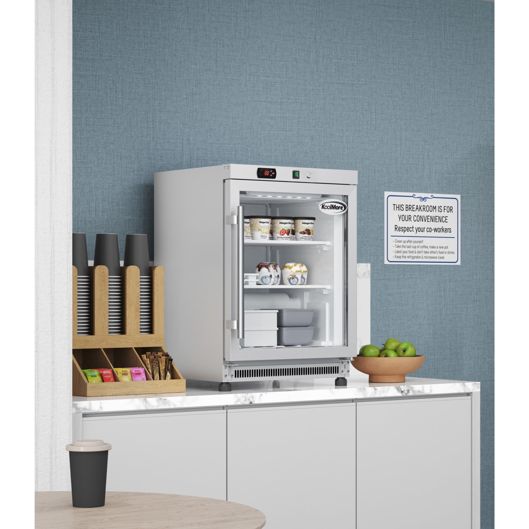 24 in. Commercial Countertop Display Freezer in White with Stainless Steel and Glass Door, 4.6 Cu. ft. (KM-MDF46GD)