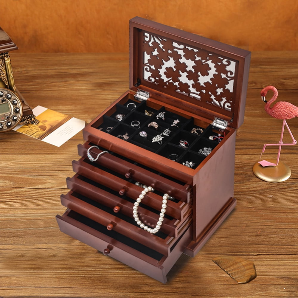 Topcobe - Topcobe Jewelry Box, Wooden Jewelry Organizer Storage ...