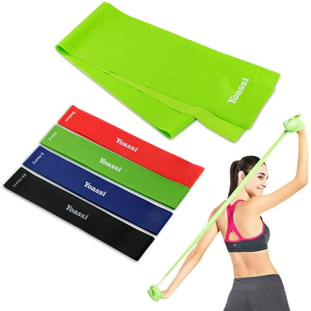 Yoassi Set of 5 Resistance Bands, Exercises Loop Resistant Stretch Bands for Workout, Stretching Training, Home Fitness, Core Strength, Yoga, Balance, Gym, Legs Butt (Best Exercise For Weak Legs)
