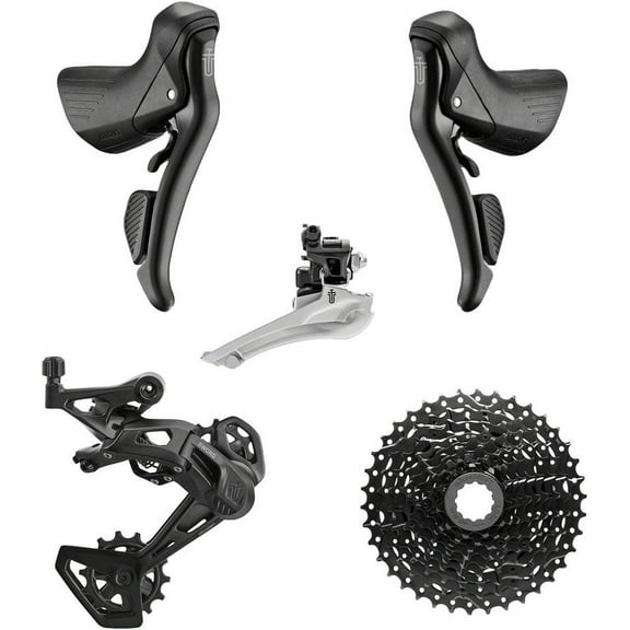 microSHIFT Sword Black 2x9-Speed Groupset - Includes Brake/Shifters, Front Derailler Braze-On, Rear Derailleur Long