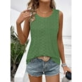 thumbnail image 5 of Bliwov Womens Tank Tops Eyelet Embroidery Pleated Shirt 2024 Summer Crew Neck Sleeveless Trendy Loose Fashion Clothes, 5 of 11