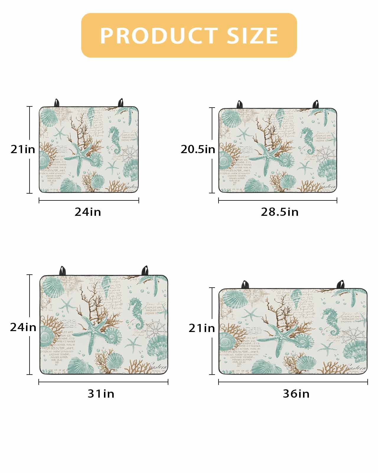 nqOlkjepod Large Induction Cooktop Protector Mat 24"x21", Coastal Starfish Stove Top Covers for Electric Stove, Farmhouse Nautical Seahorse Conch Stove Burner Cover Mats, Glass Top Stove Cover