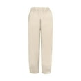 thumbnail image 5 of YOTMKGDO Slacks for Women Pant Cotton Women Waist Crop Loose Colour Pure and Pants Elastic with Pocket Women Casual Pants Plus Size Leggings Beige M, 5 of 6