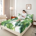 thumbnail image 4 of Feelyou Green Tropic Leaves Full Size Sheets, Watercolor Plant Bed Sheets, Summer Botanical Theme Sheet Sets, Ultra Soft Bedroom Decor, 4-Piece, 4 of 7